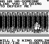 Knight Quest (Game Boy) screenshot: Facing the King Goblin