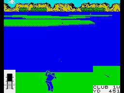 Leader Board (ZX Spectrum) screenshot: Green in 2 is the target on this hole