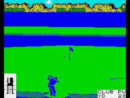 Leader Board (ZX Spectrum) screenshot: Just off the green, but punched it in close