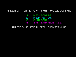 Leader Board (ZX Spectrum) screenshot: Main control menu
