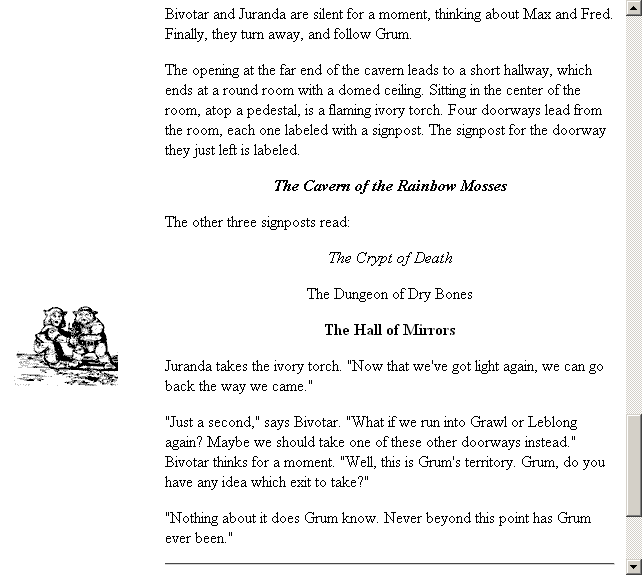 Zork: The Cavern of Doom (Browser) screenshot: Two of these are obvious wrong choices
