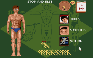 Flames of Freedom (Atari ST) screenshot: Rest menu