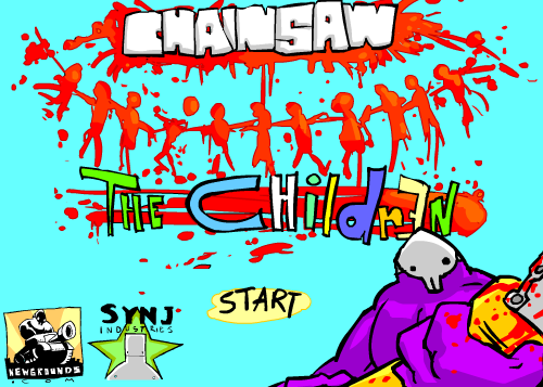 Chainsaw the Children (Browser) screenshot: The title screen, colorful in a sick twisted sort of way