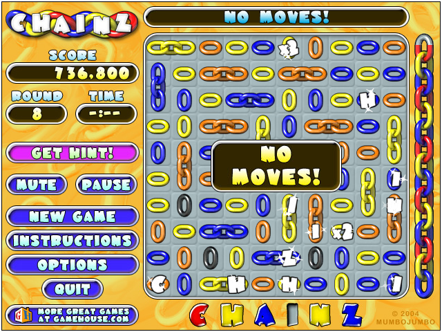 Chainz (Windows) screenshot: No chains possible - Game Over