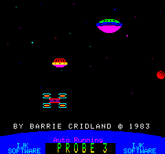 Probe 3 (Oric) screenshot: Title screen