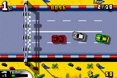 Demon Driver: Time to Burn Rubber! (Game Boy Advance) screenshot: Try to stay ahead as you race around the track