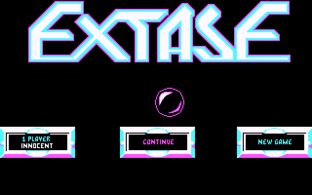 Extase (DOS) screenshot: Main Menu (CGA)
