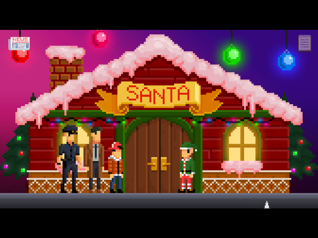 The Darkside Detective (Windows) screenshot: Bonus case 1 is the Christmas case - here we have Santa's grotto (which looks more like a fairytale candy house).