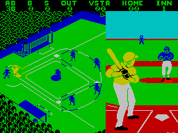 Championship Baseball (ZX Spectrum) screenshot: Blue team ready to pitch...