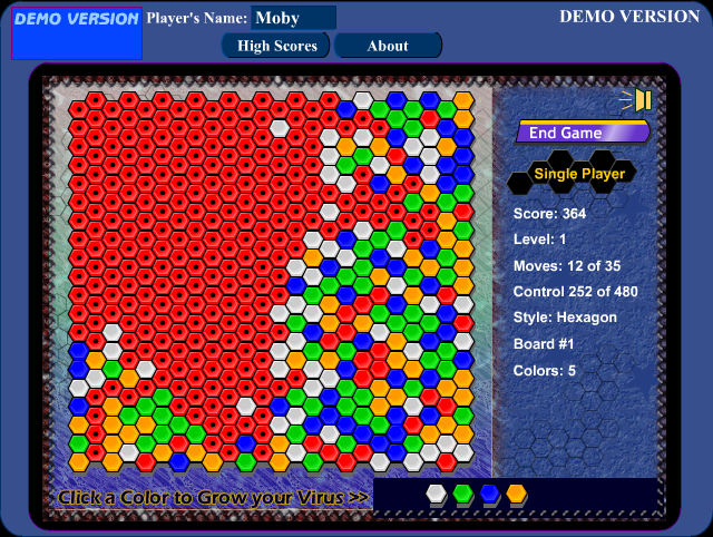 Virus 3 (Windows) screenshot: A different cell shape and color set