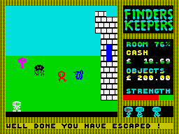 Finders Keepers (ZX Spectrum) screenshot: Freedom!