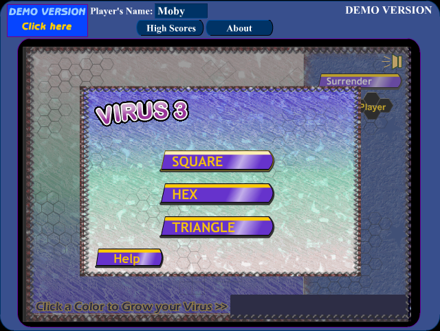 Virus 3 (Windows) screenshot: Cell shape selection (demo version)