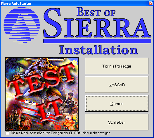Best of Sierra Nr. 9 (Windows) screenshot: Autorun - demos
