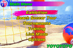 Ultimate Beach Soccer (Game Boy Advance) screenshot: Main Menu.