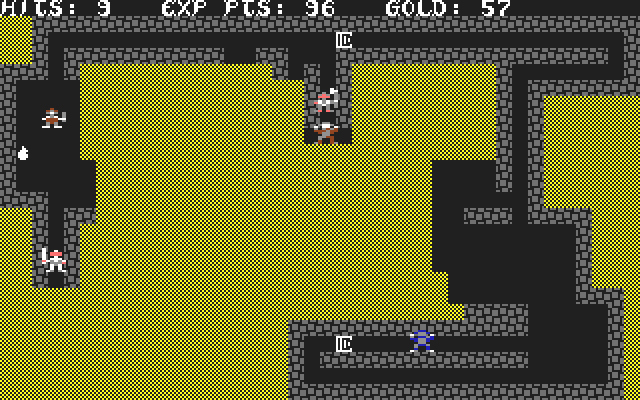 Sword of Fargoal (Commodore 64) screenshot: A new level partially explored