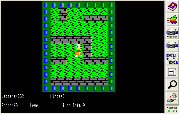 Lethal Labyrinth (Apple II) screenshot: Lethal Labyrinth Level 1 - double-res