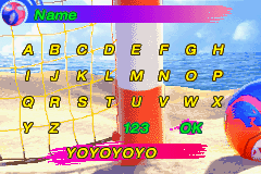 Ultimate Beach Soccer (Game Boy Advance) screenshot: Name.