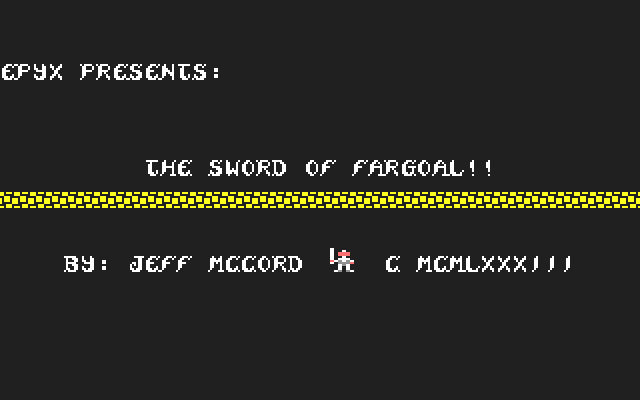 Sword of Fargoal (Commodore 64) screenshot: Game title screen.