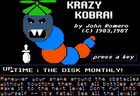 Krazy Kobra (Apple II) screenshot: Title screen
