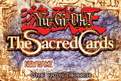 Yu-Gi-Oh!: The Sacred Cards (Game Boy Advance) screenshot: Title screen / Main menu.