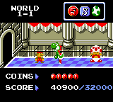 Super Mario Bros. Deluxe (Game Boy Color) screenshot: Finishing one of the challenge stages.