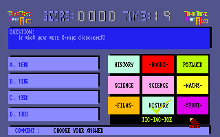 Trivia Trove (Amiga) screenshot: A history question