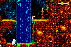 Blackthorne (Game Boy Advance) screenshot: Hang on and climb up edges.
