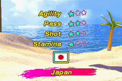 Ultimate Beach Soccer (Game Boy Advance) screenshot: Very poor agility and stamina.