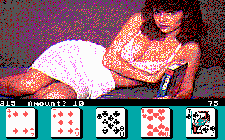 Strip Poker II (DOS) screenshot: Placing a bet... (EGA)