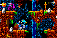 Blackthorne (Game Boy Advance) screenshot: The purple guy has some remote wasps.