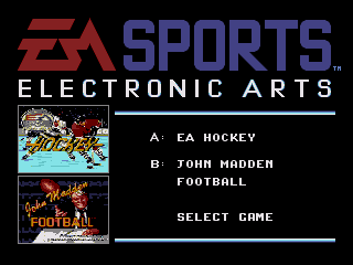 EA Sports Double Header (Genesis) screenshot: Game selection screen