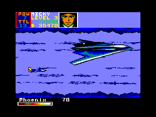U.N. Squadron (Amstrad CPC) screenshot: The stealth bomber