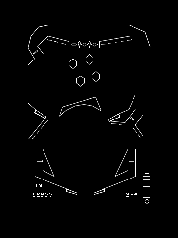 Spin Ball (Vectrex) screenshot: Getting ready to put a ball into play