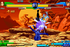 Street Fighter Alpha 3 (Game Boy Advance) screenshot: This Super Combo is very strong, but I prefer the original Shinryuken...