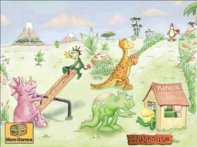 Dandy Dinosaurs: A Max the Dragon Adventure (Windows 3.x) screenshot: Playful Dinosaurs: clicking on the correct dinosaur