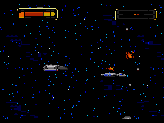 Star Trek: Deep Space Nine - Crossroads of Time (Genesis) screenshot: Hunting the terrorist's spaceship, the USS Defiant