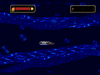 Star Trek: Deep Space Nine - Crossroads of Time (Genesis) screenshot: The Defiant passing the wormhole