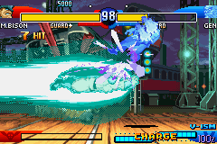 Street Fighter Alpha 3 (Game Boy Advance) screenshot: Bison and your upgraded Psycho Crusher!!!