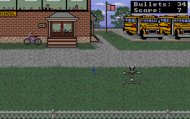 Schoolyard Slaughter (Amiga) screenshot: Wrong place at the wrong time.