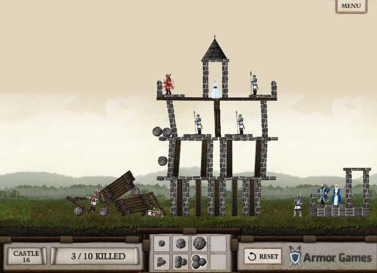 Crush the Castle (Browser) screenshot: Causing destruction.