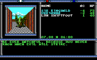 Champions of Krynn (Amiga) screenshot: Rolling demo - ...when evil will strike.