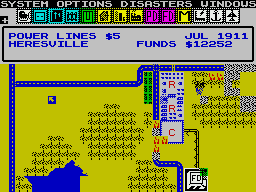 Screenshot of SimCity (ZX Spectrum, 1989) - MobyGames