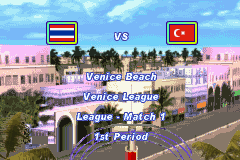 Ultimate Beach Soccer (Game Boy Advance) screenshot: League mode. Venice.