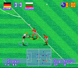 International Superstar Soccer Deluxe (SNES) screenshot: Germany shoots!