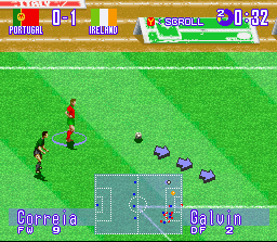International Superstar Soccer Deluxe (SNES) screenshot: Portugal - Republic of Ireland