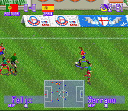 International Superstar Soccer Deluxe (SNES) screenshot: Portugal - Spain