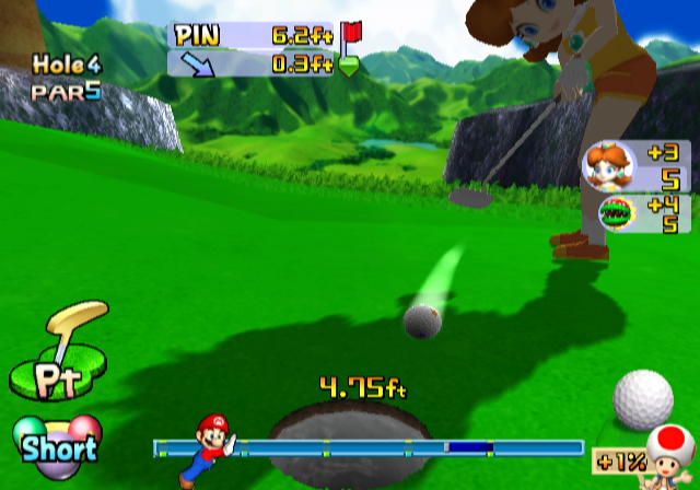 Mario Golf: Toadstool Tour (GameCube) screenshot: About to sink a putt...