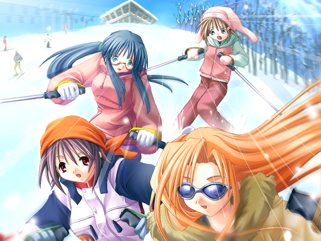 Snow Drop (Windows) screenshot: The group skis together