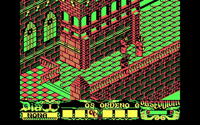 La Abadía del Crimen (DOS) screenshot: Following the monk (CGA Color)