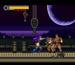 X-Men: Mutant Apocalypse (SNES) screenshot: Psylocke's first stage